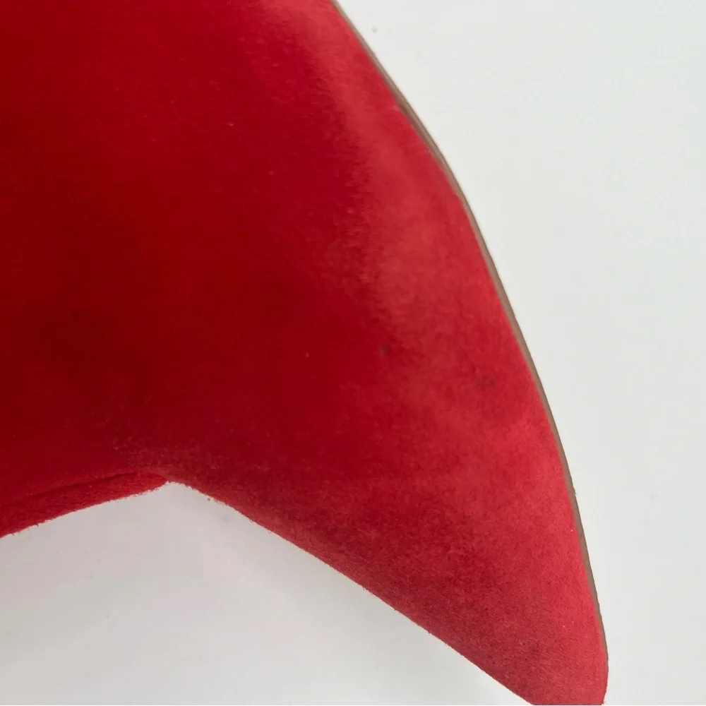 Steve Madden Red Suede Heeled Boots Size 10 M Women Ankle Booties Pointed Toe - Picture 13 of 16